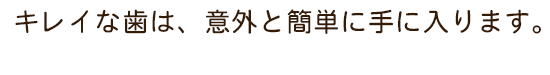 キレイな歯は、意外と簡単に手に入ります。